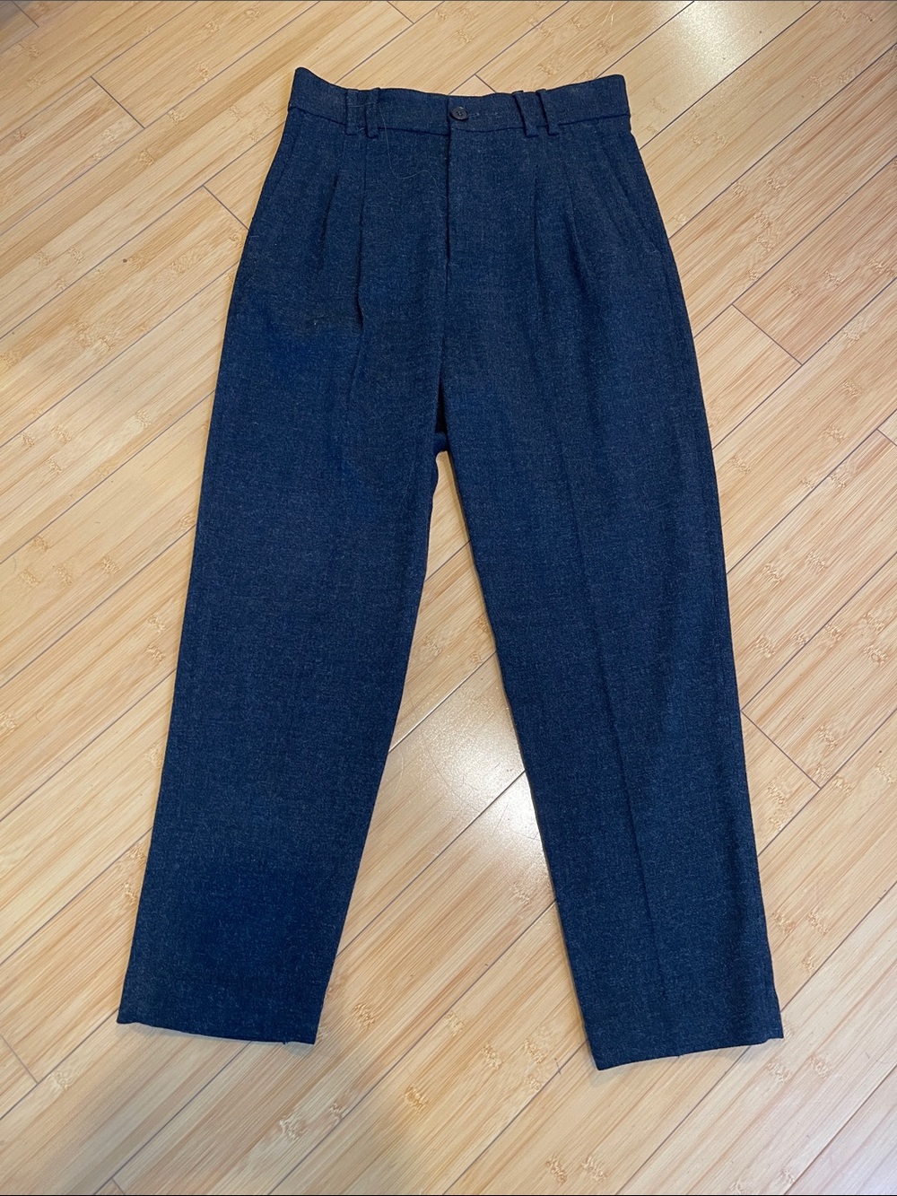 Women Zara Charcoal Classic Pleated Dress Pants Front Zipper Pockets Straight M